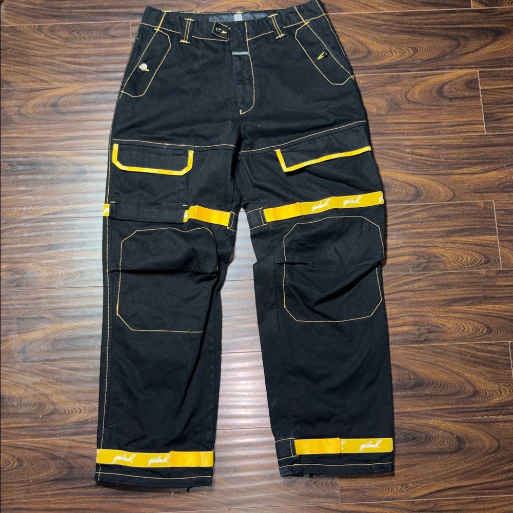❌SOLD❌Vtg 90’s MARITHE FRANCIOS GIRBAUD Black Yellow Shuttle  Jeans